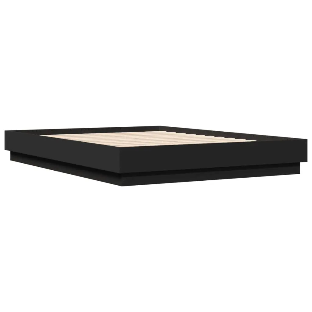 Black Bed Frame with RGB LED Lights 135x190cm Platform