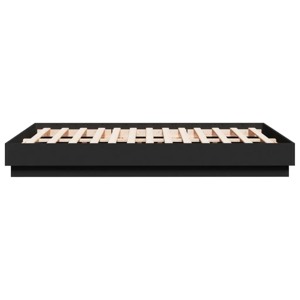 Black Bed Frame with RGB LED Lights 135x190cm Platform