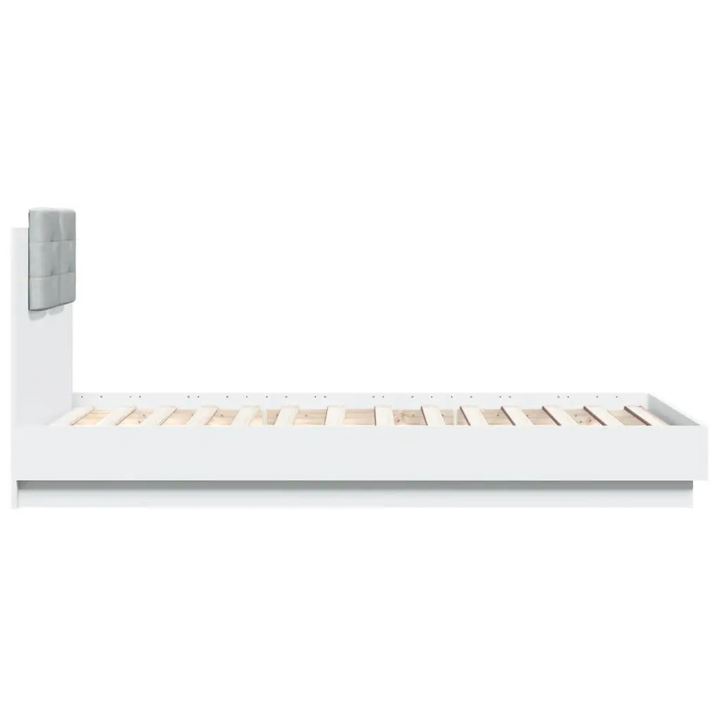 Engineered Wood Bed Frame with Foam Headboard Slatted Base White 90x190 cm