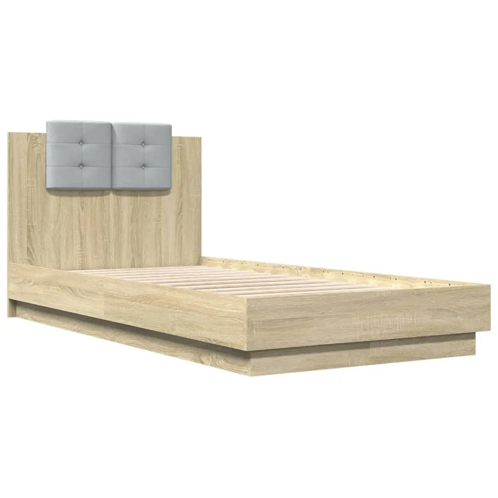Bed Frame with Headboard Engineered Wood Sonoma Oak 90x190 cm
