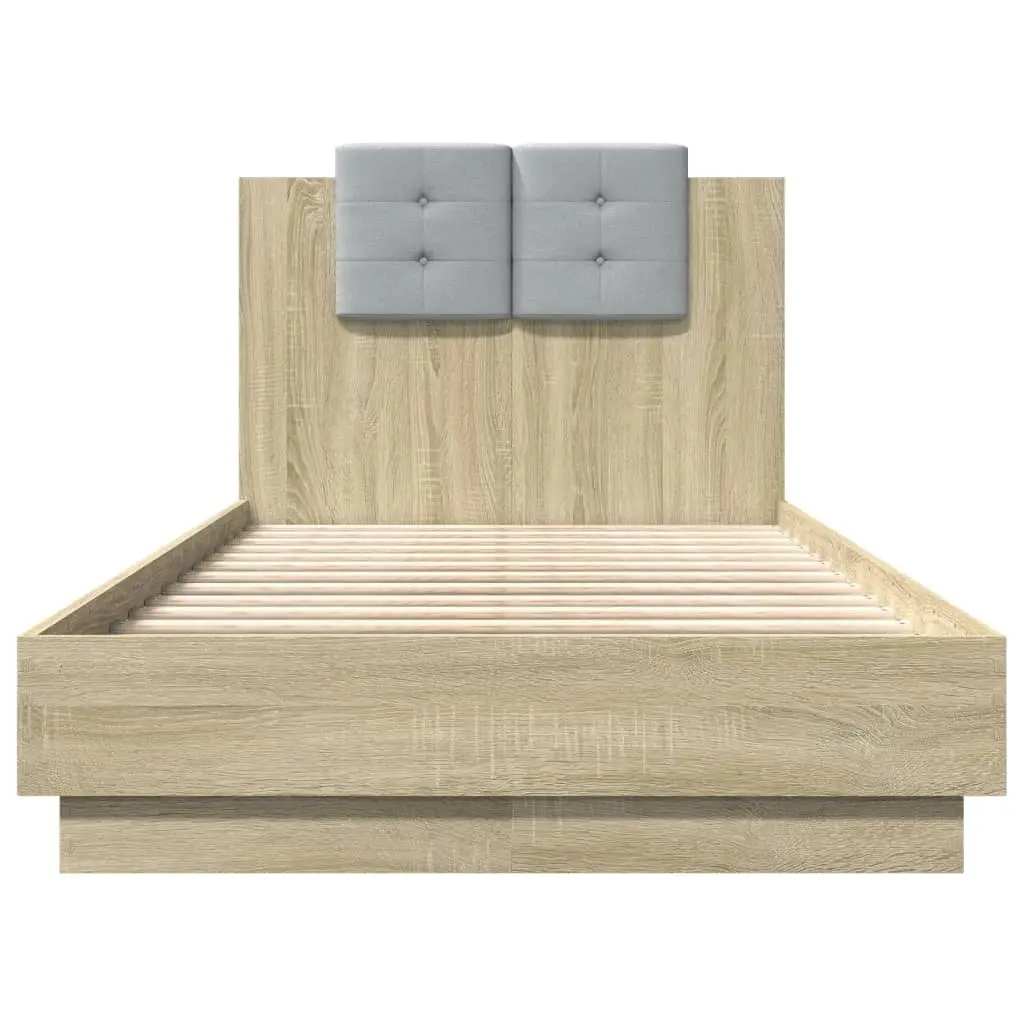 Bed Frame with Headboard Engineered Wood Sonoma Oak 90x190 cm