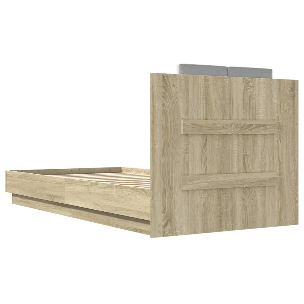 Bed Frame with Headboard Engineered Wood Sonoma Oak 90x190 cm