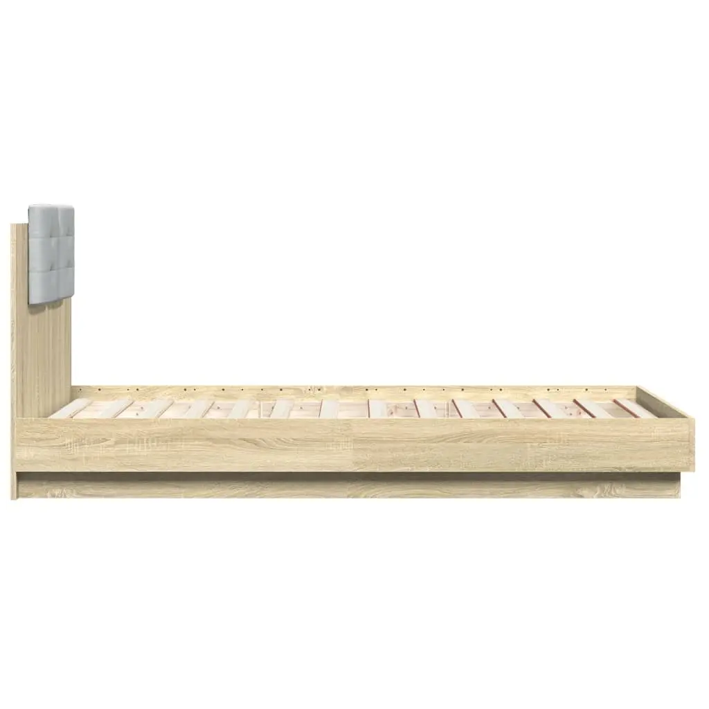Bed Frame with Headboard Engineered Wood Sonoma Oak 90x190 cm