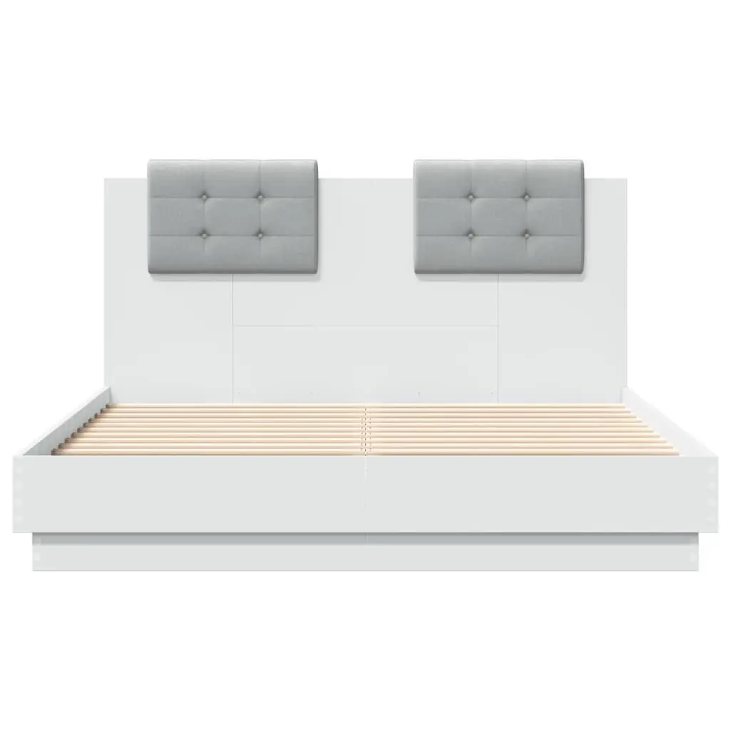 Bed Frame White with RGB LED Lights 135x190 cm Platform