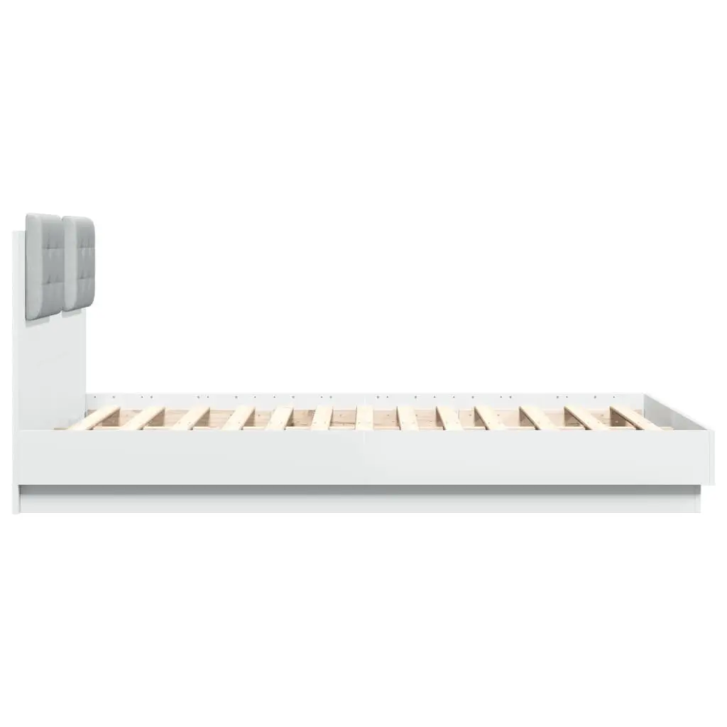 Bed Frame White with RGB LED Lights 135x190 cm Platform
