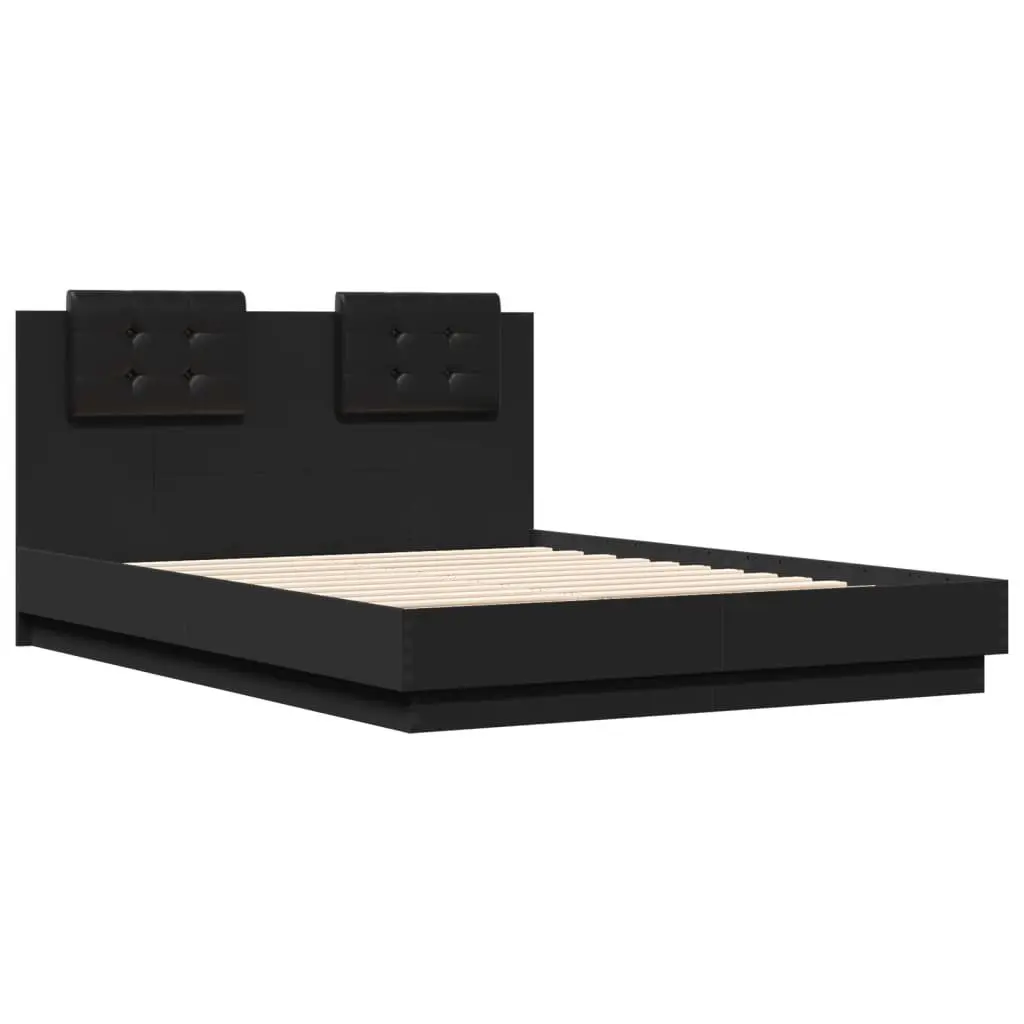 Black Bed Frame with RGB LED Lights