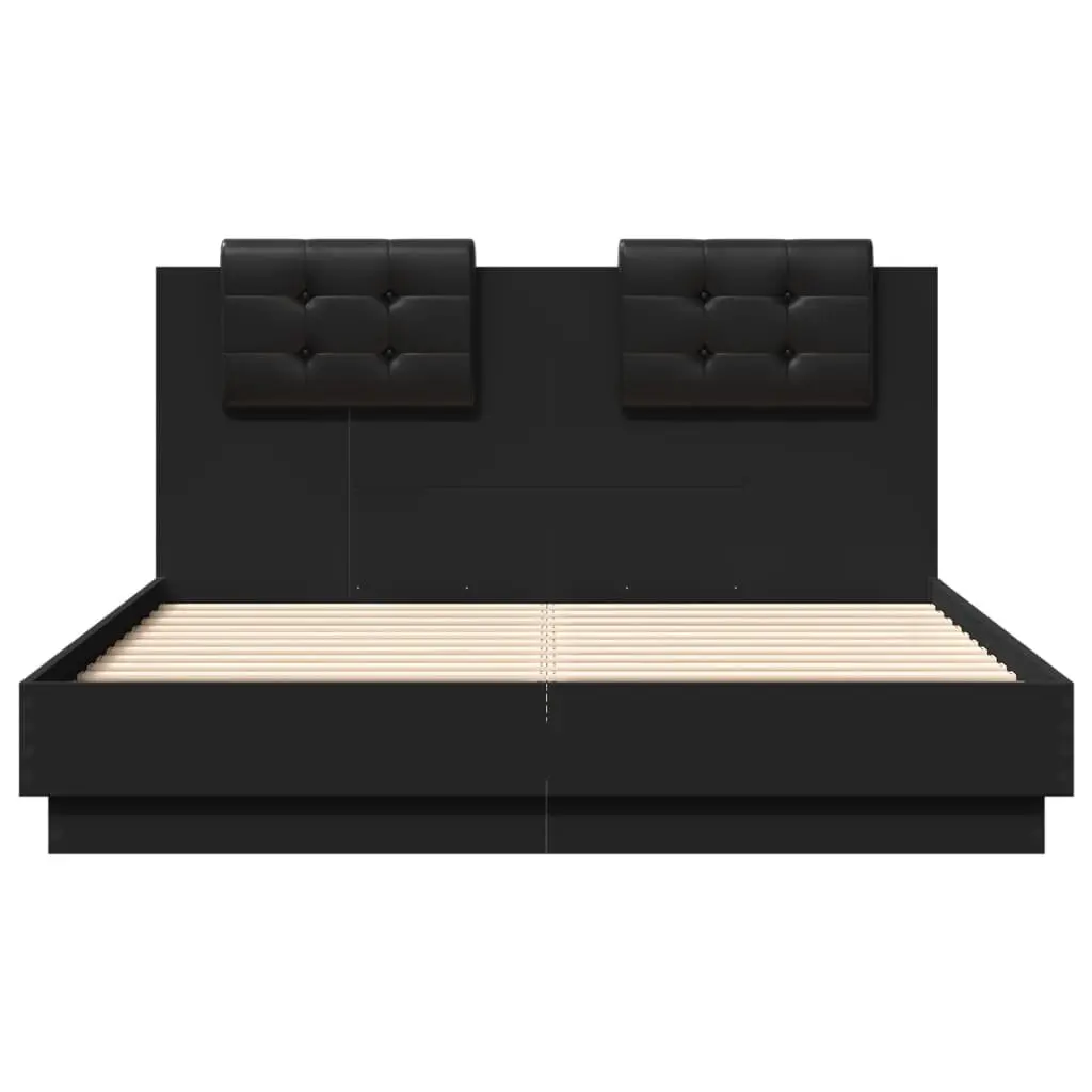 Black Bed Frame with RGB LED Lights