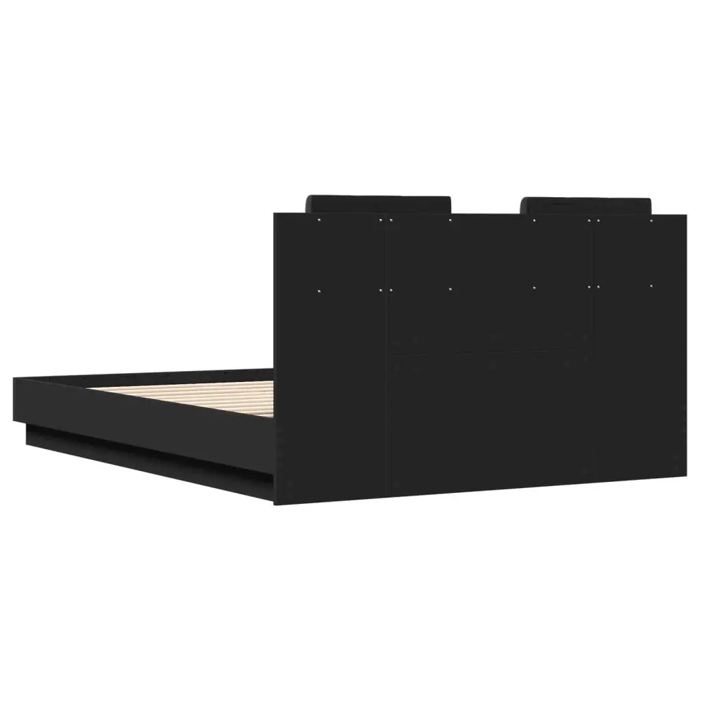 Black Bed Frame with RGB LED Lights