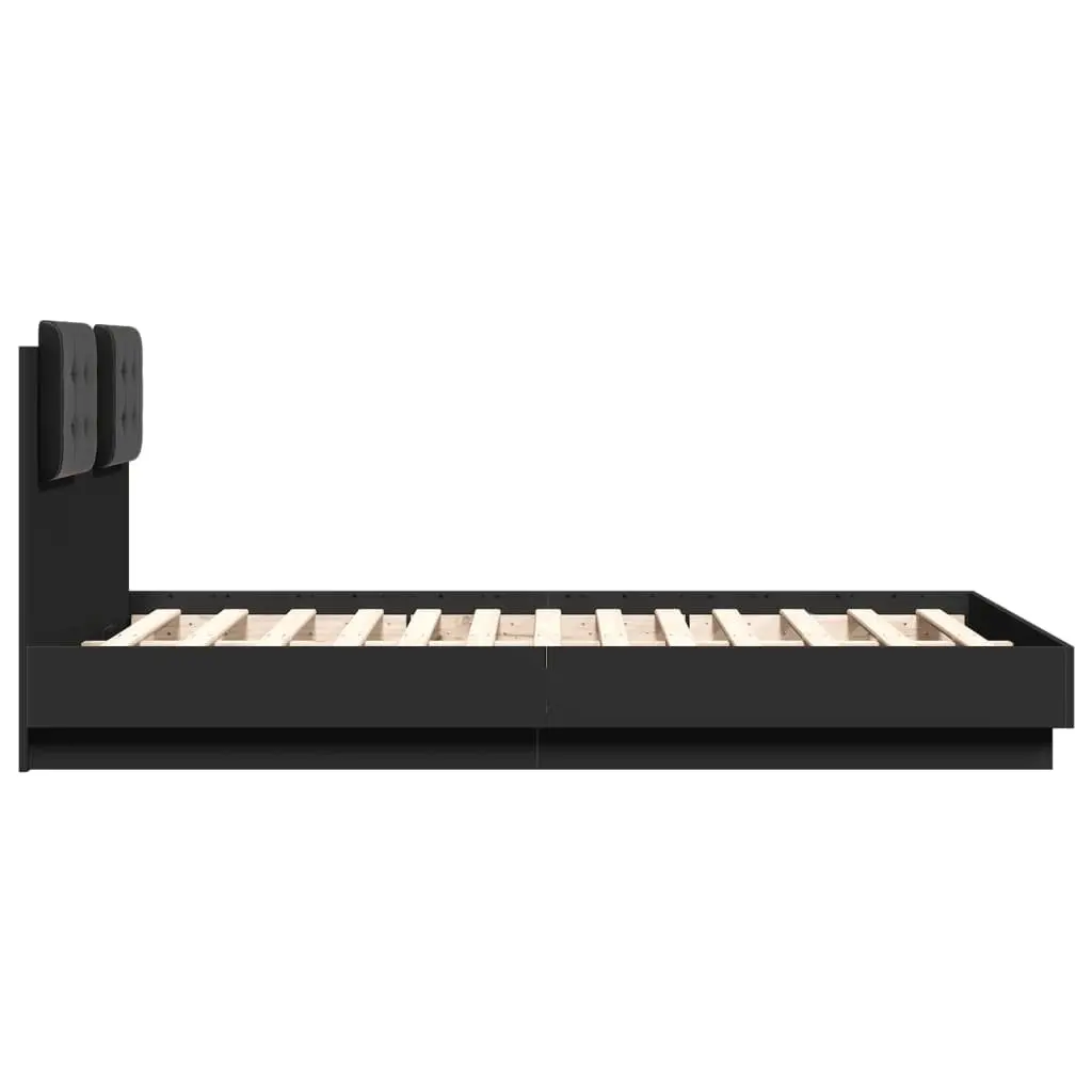 Black Bed Frame with RGB LED Lights