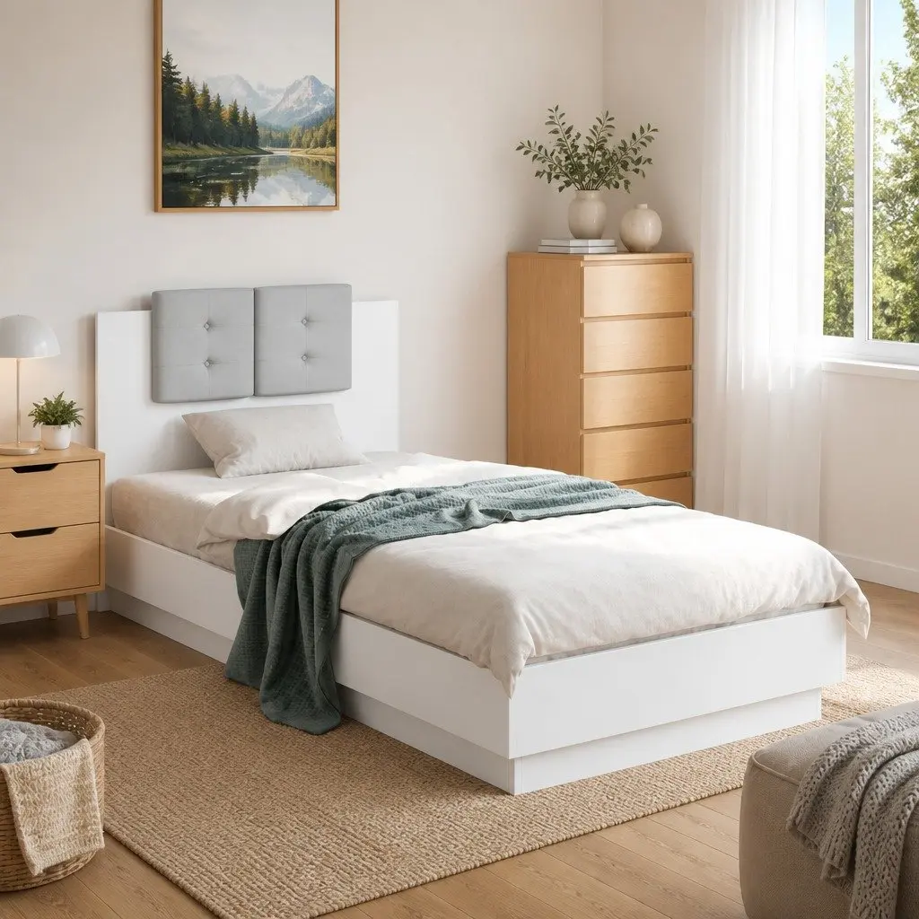 White Bed Frame with RGB LED Lighting