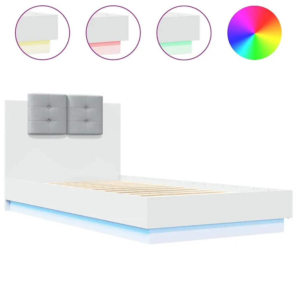White Bed Frame with RGB LED Lighting