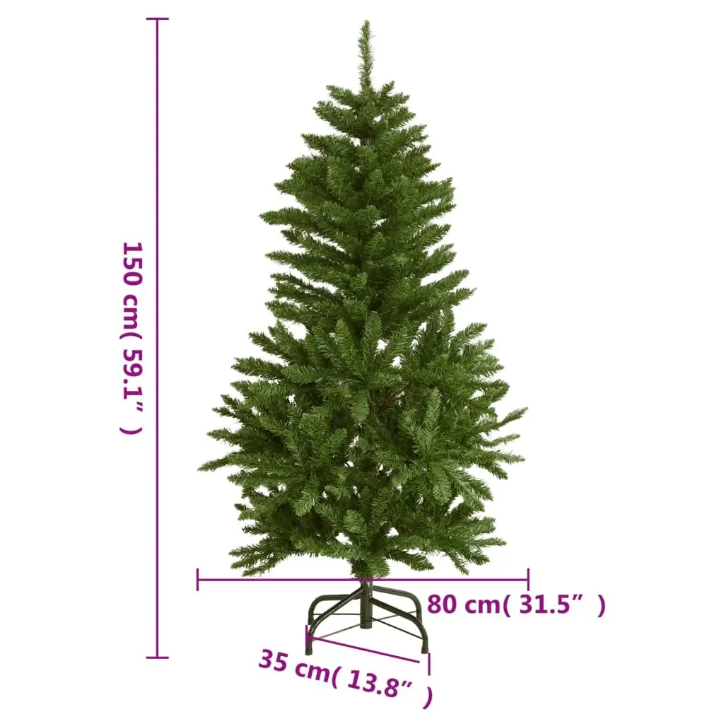 Artificial Hinged Christmas Tree 150cm 150 LEDs 8 Lighting Modes Holiday