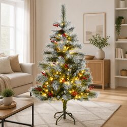 Artificial Hinged Christmas Tree 150cm 150 LEDs 8 Lighting Modes Holiday Decor