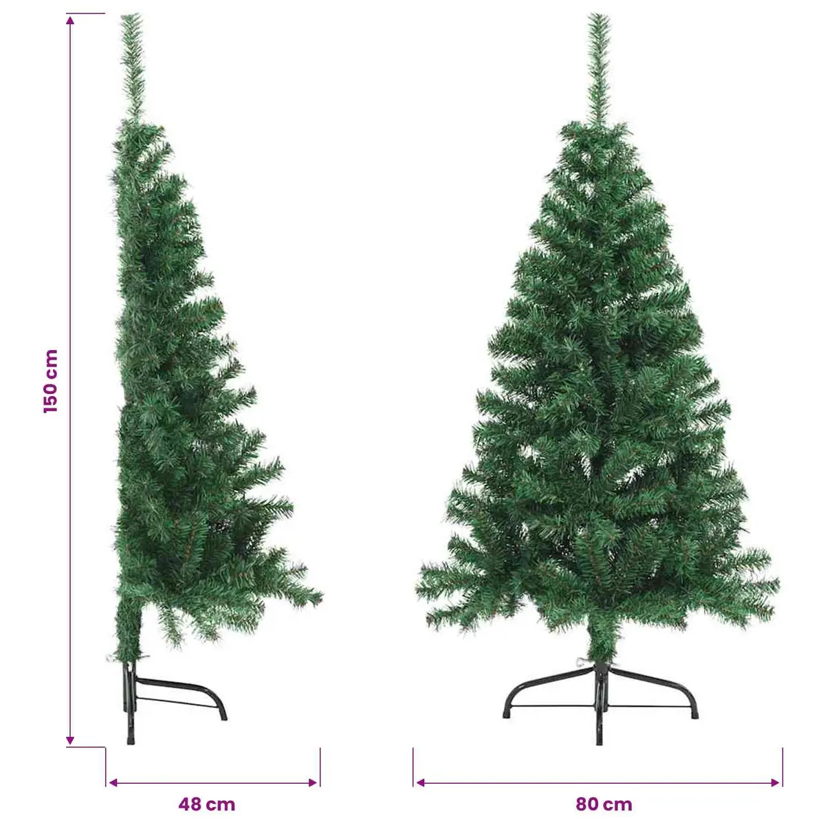 Artificial Half Christmas Tree Space-Saving 150cm Green PVC