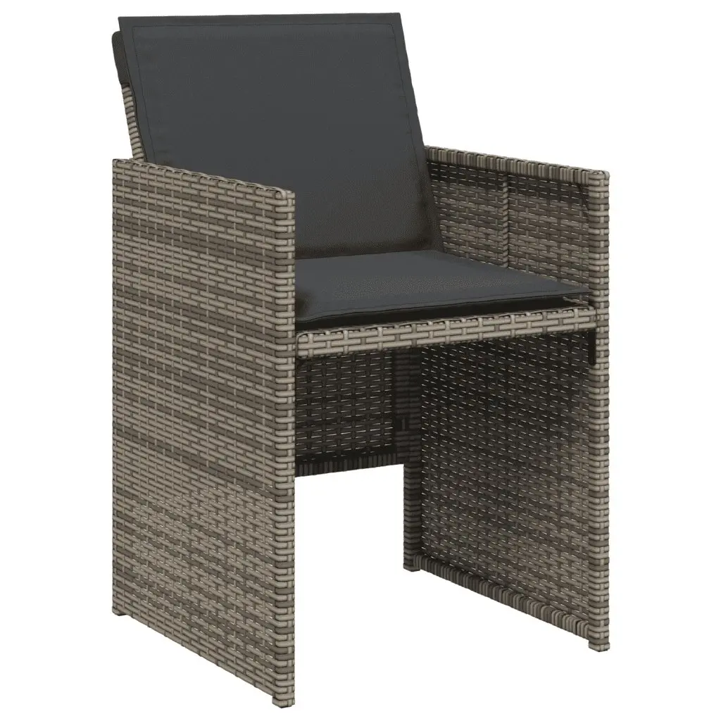 Garden Dining Set Grey Poly Rattan 5 Piece Outdoor Patio Furniture with Tempered Glass Table and Padded Seat Cushions