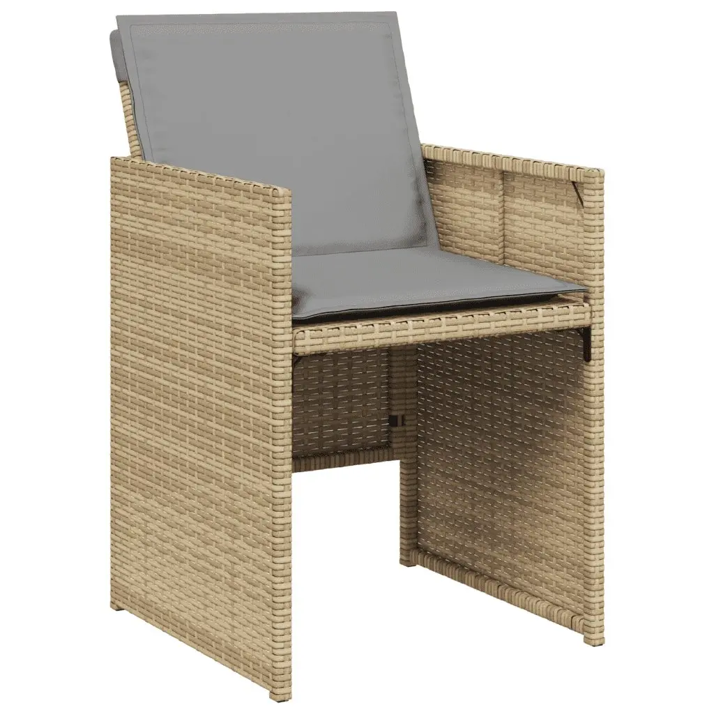 Garden Dining Set 5 Piece Outdoor Furniture Foldable Chairs Beige Poly Rattan