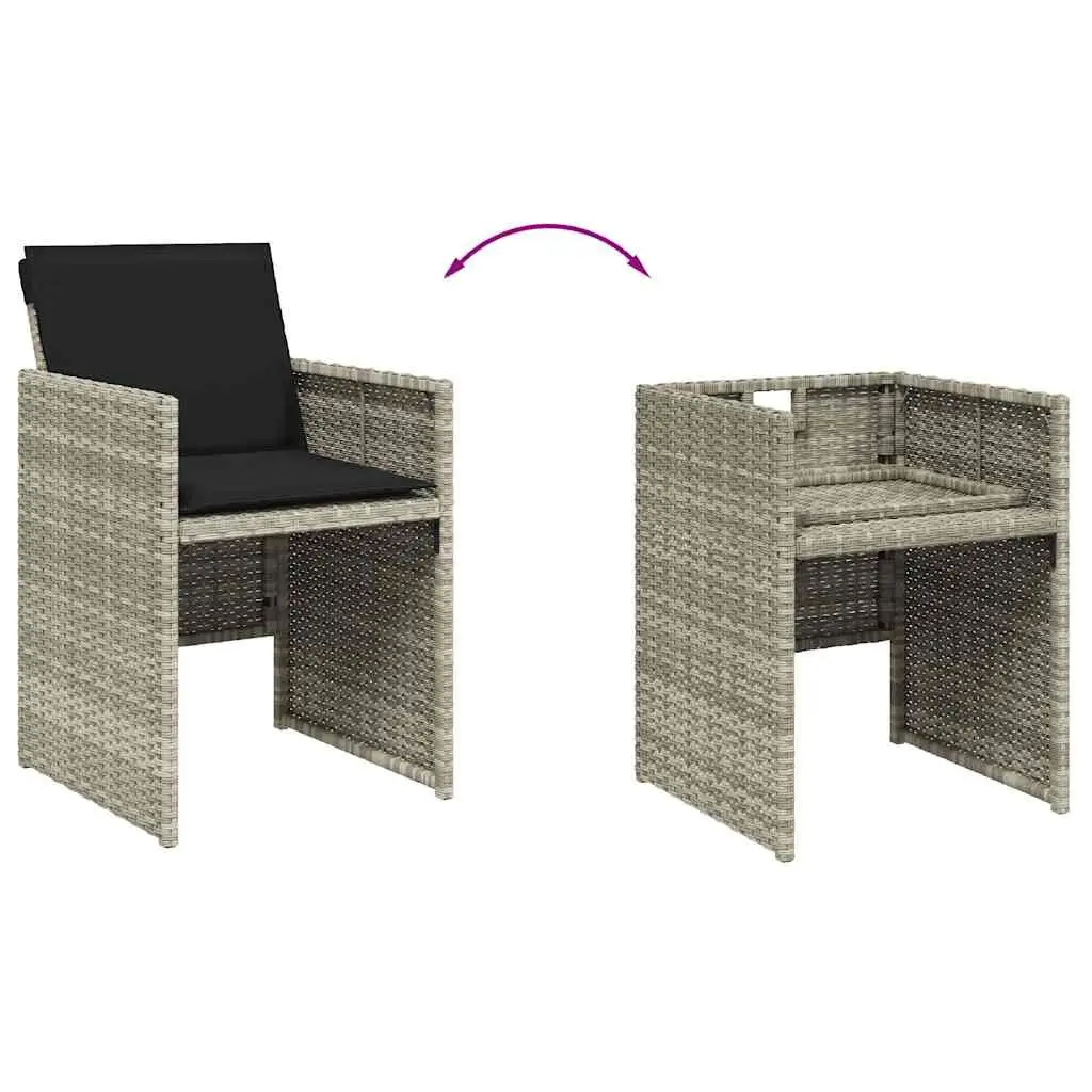 7 Piece Patio Dining Set Lightweight Grey PE Rattan Outdoor Furniture with Thick Cushions and Tempered Glass Tabletop