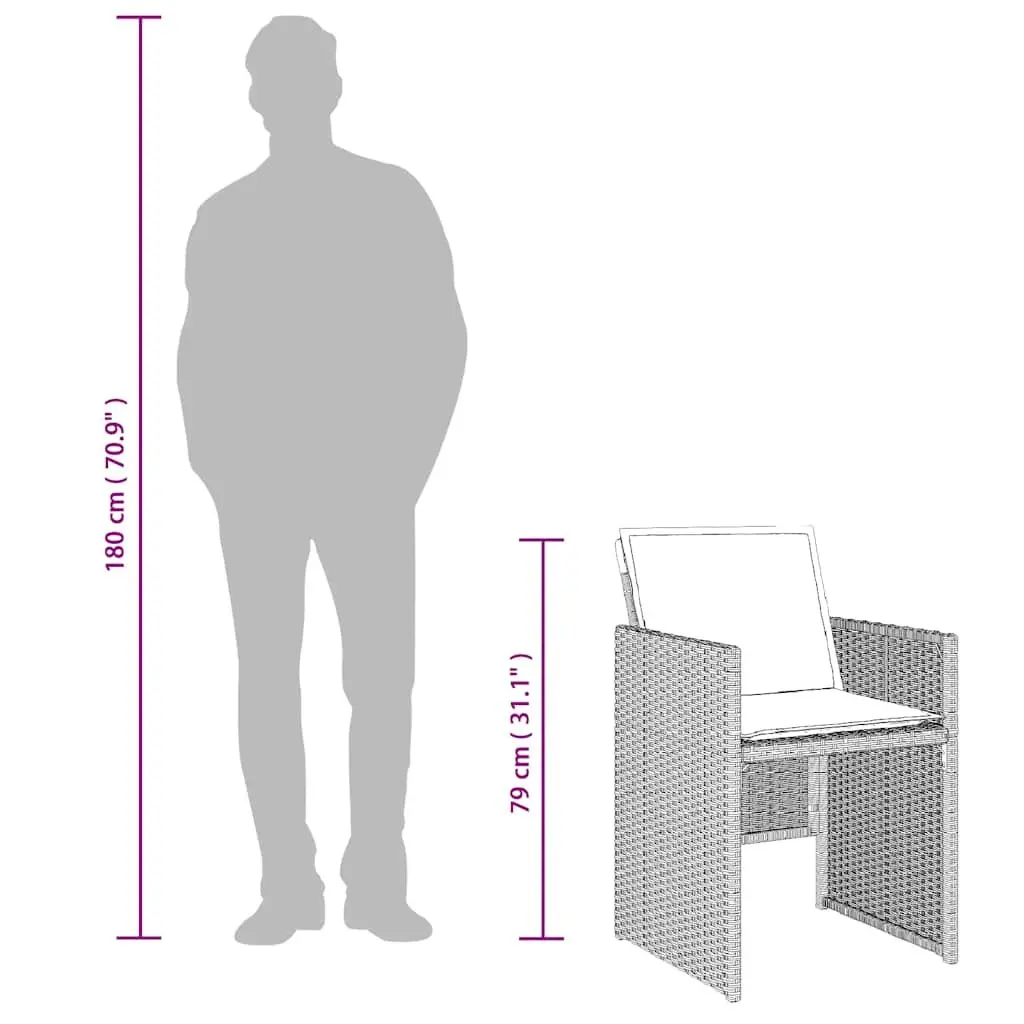 7 Piece Patio Dining Set Lightweight Grey PE Rattan Outdoor Furniture with Thick Cushions and Tempered Glass Tabletop