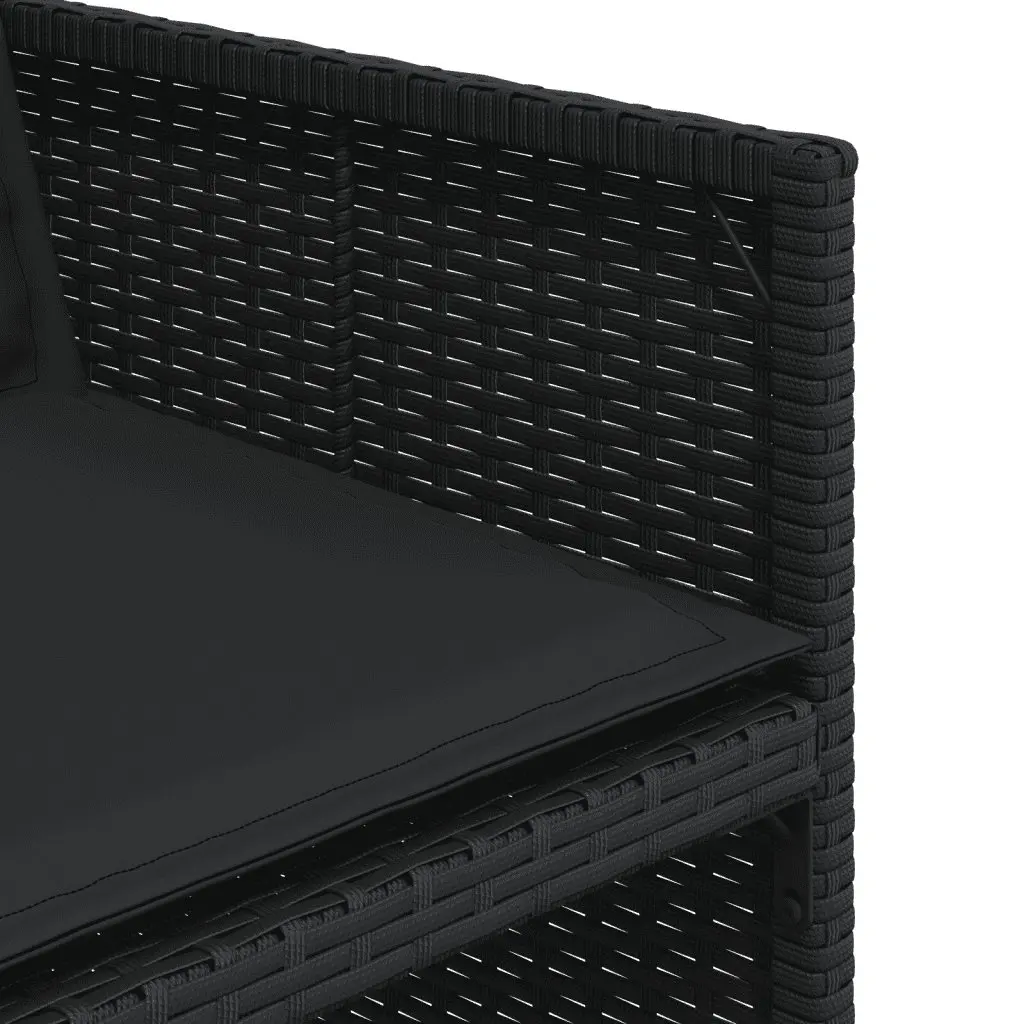 9 Piece Black Poly Rattan Patio Furniture Set with Foldable Chairs and Tempered Glass Table for Outdoor Dining and Relaxation
