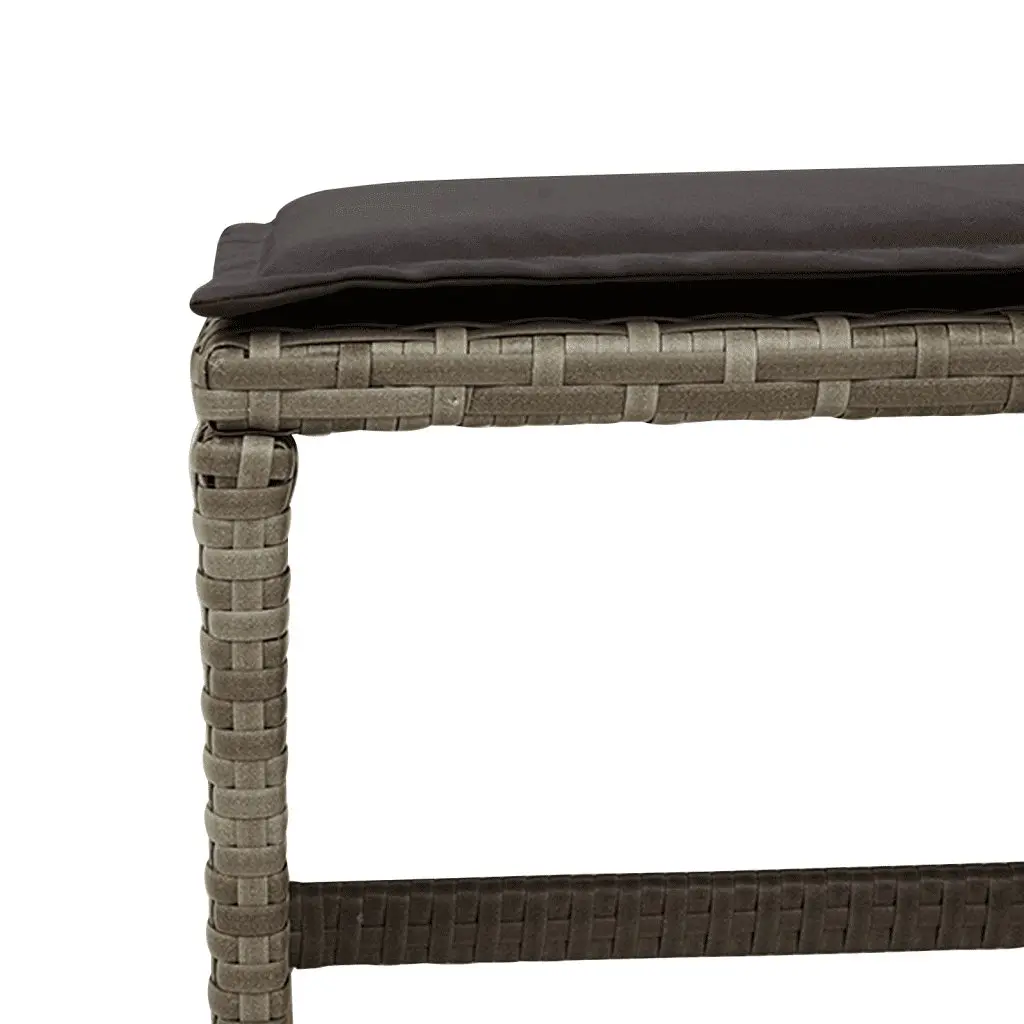 Garden Dining Set 11 Piece Grey Rattan Table with Cushions Foldable Chairs and Stools