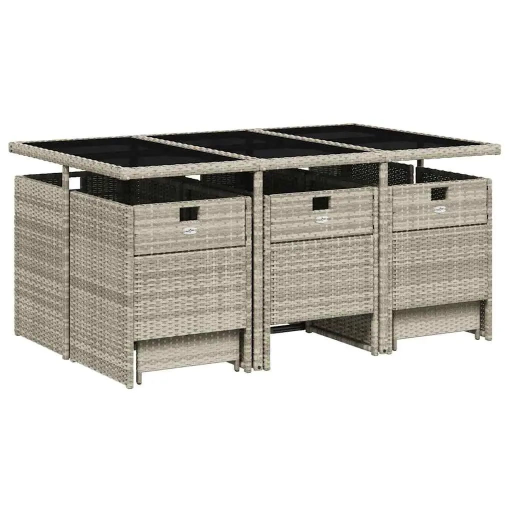 Garden Dining Set 11 Piece Outdoor Furniture Light Grey PE Rattan with Cushions