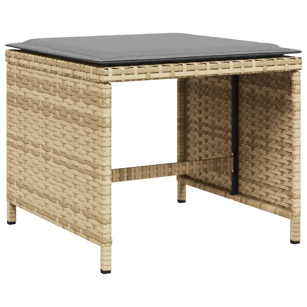 Outdoor Furniture Dining Set 11 Piece Beige Poly Rattan Table with Cushions for Patio and Garden