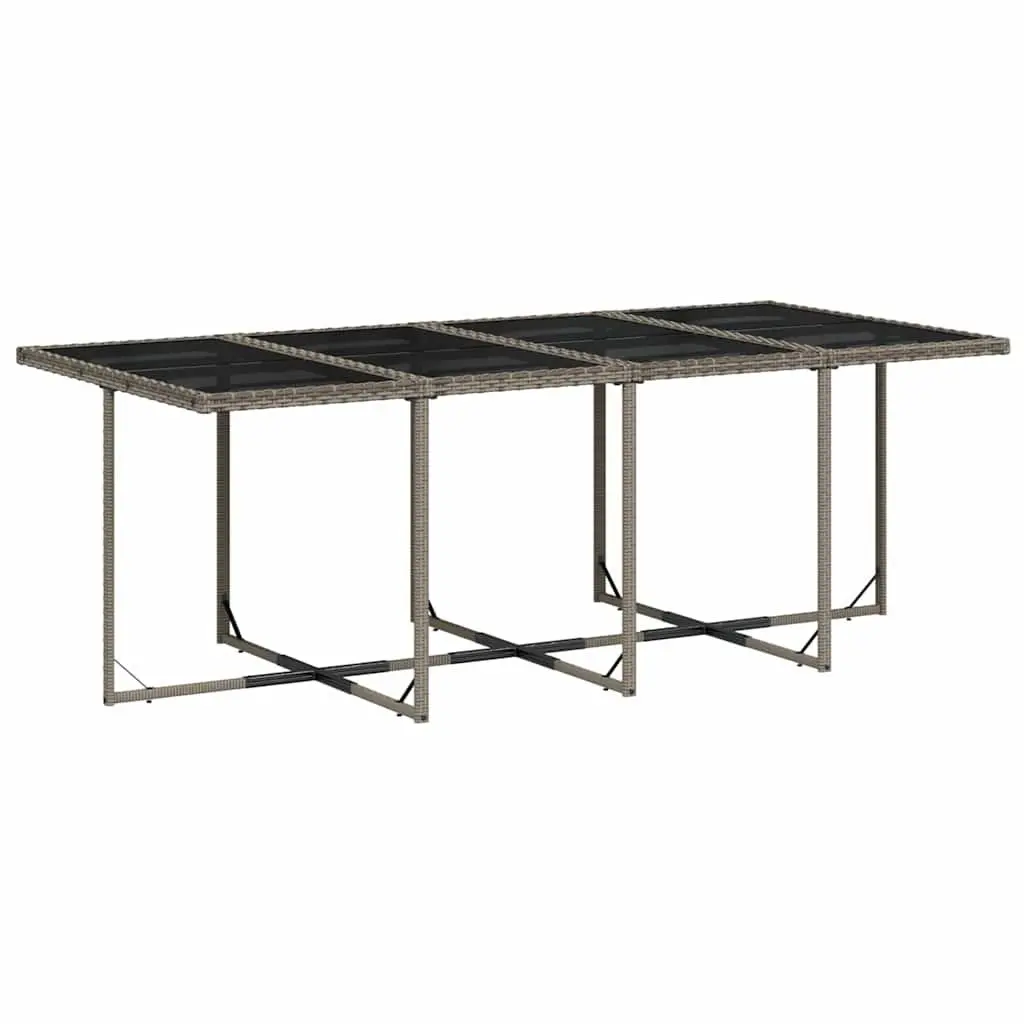 Outdoor Furniture Set Grey Poly Rattan Table with Cushioned Stools and Chairs 13 Piece