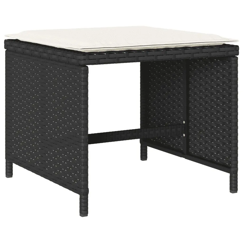 Garden Dining Set 17 Piece Outdoor Furniture Black Poly Rattan Folding Chairs