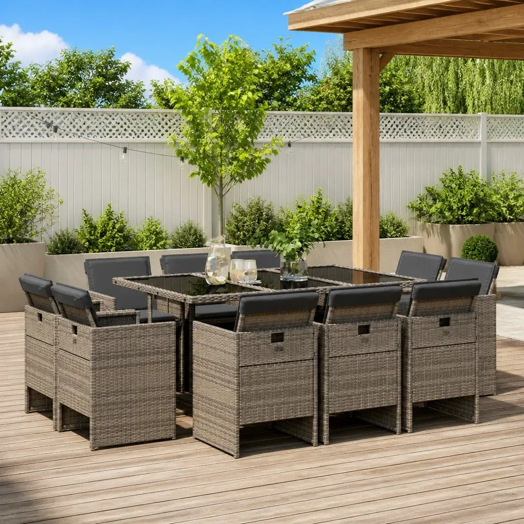 11-Piece Grey Garden Dining Set