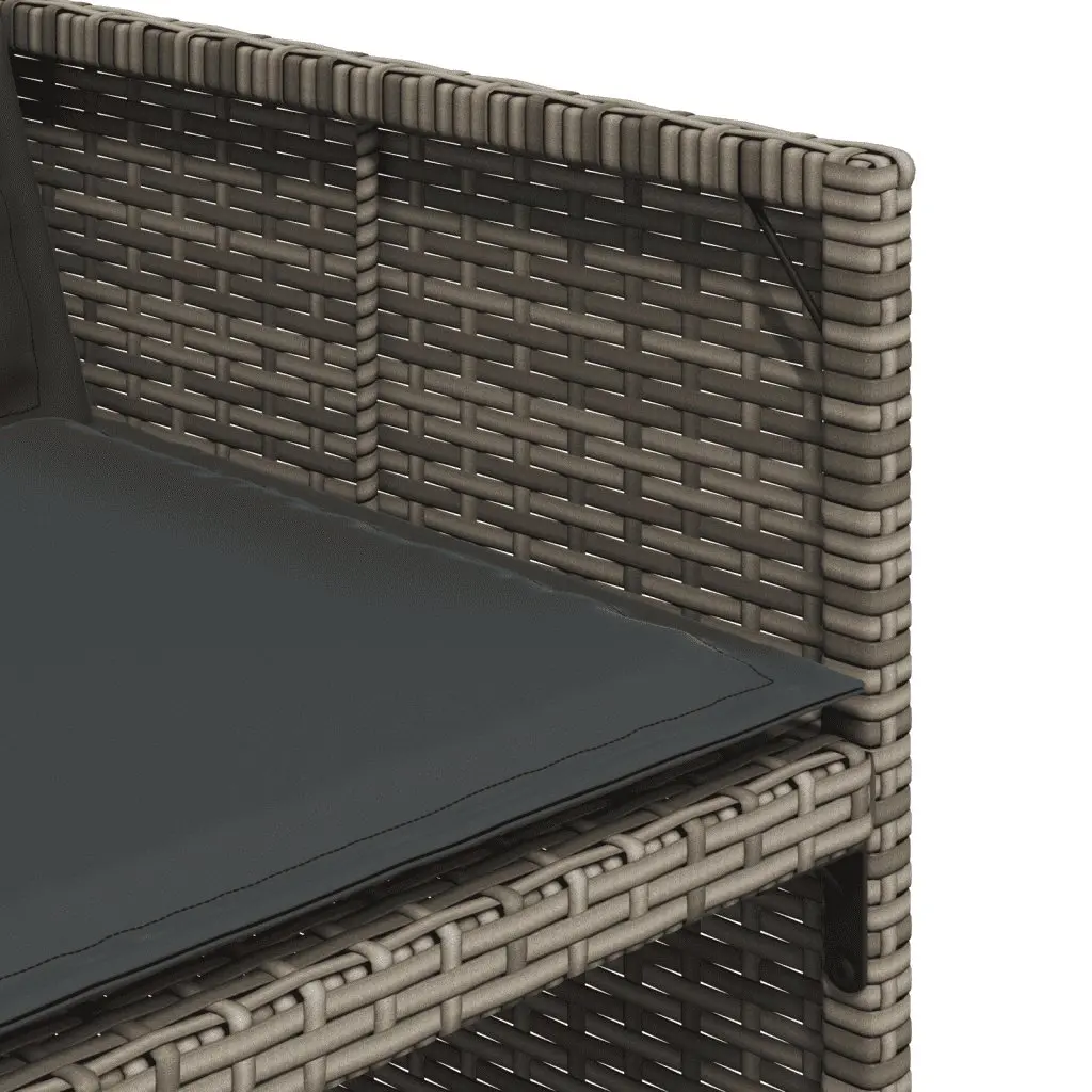 Garden Dining Set Grey Poly Rattan 15 Piece Outdoor Furniture with Cushions