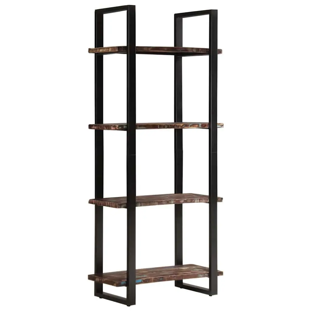 4-Tier Bookcase Solid Reclaimed Wood Industrial Shelving Unit 80x40x180 cm