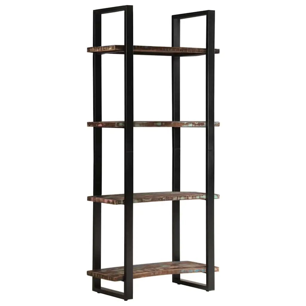4-Tier Bookcase Solid Reclaimed Wood Industrial Shelving Unit 80x40x180 cm