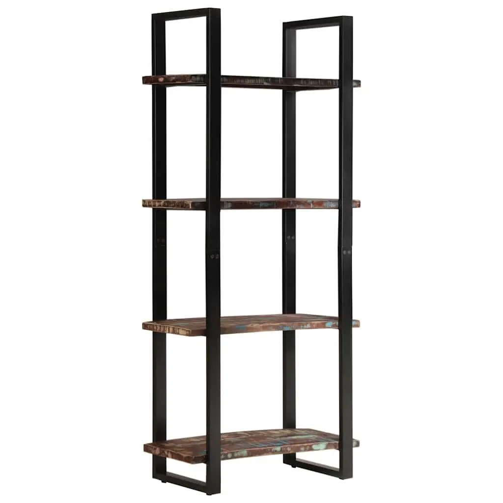 4-Tier Bookcase Solid Reclaimed Wood Industrial Shelving Unit 80x40x180 cm