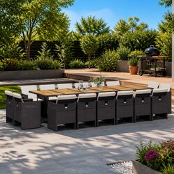 Your Outdoor Space Awaits: 17 Piece Dining Set in Black