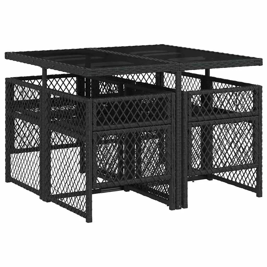 Outdoor Dining Set 5 Piece Black PE Rattan Table Chairs