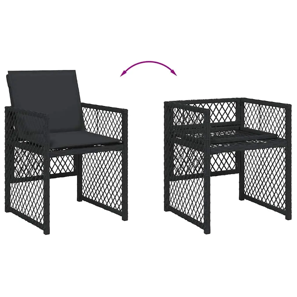 Outdoor Dining Set 5 Piece Black PE Rattan Table Chairs