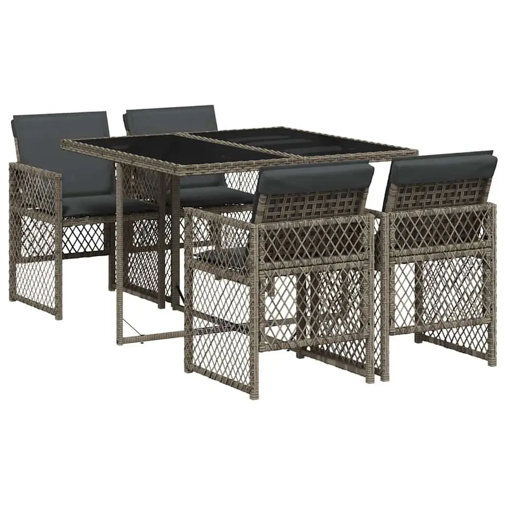 Garden Dining Set 5 Piece Outdoor Furniture Grey Poly Rattan Chairs Table