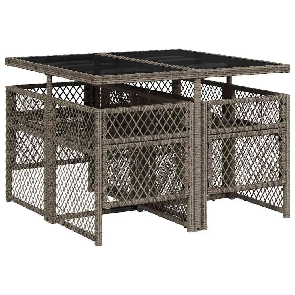 Garden Dining Set 5 Piece Outdoor Furniture Grey Poly Rattan Chairs Table