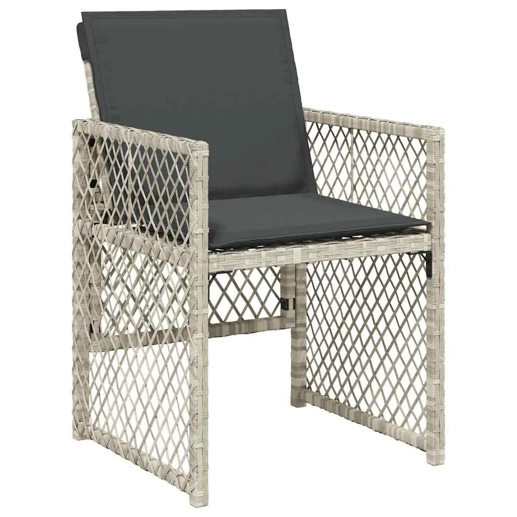 Garden Dining Set Grey Poly Rattan Cushioned 5 Piece