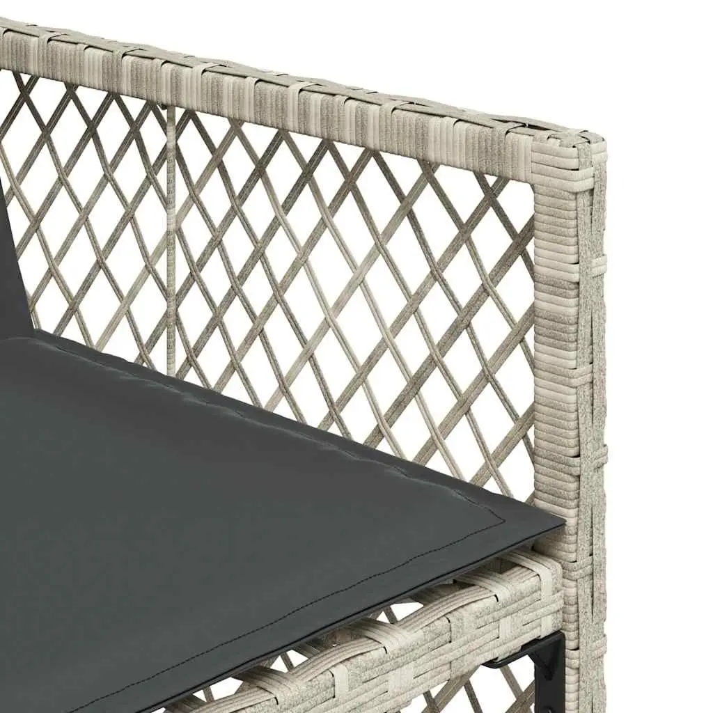 Garden Dining Set Grey Poly Rattan Cushioned 5 Piece