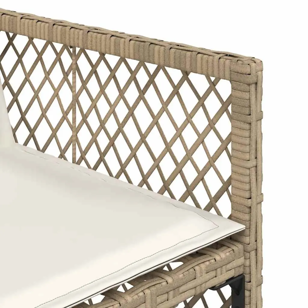 7 Piece Garden Dining Set Outdoor Furniture Beige Poly Rattan with Cushions