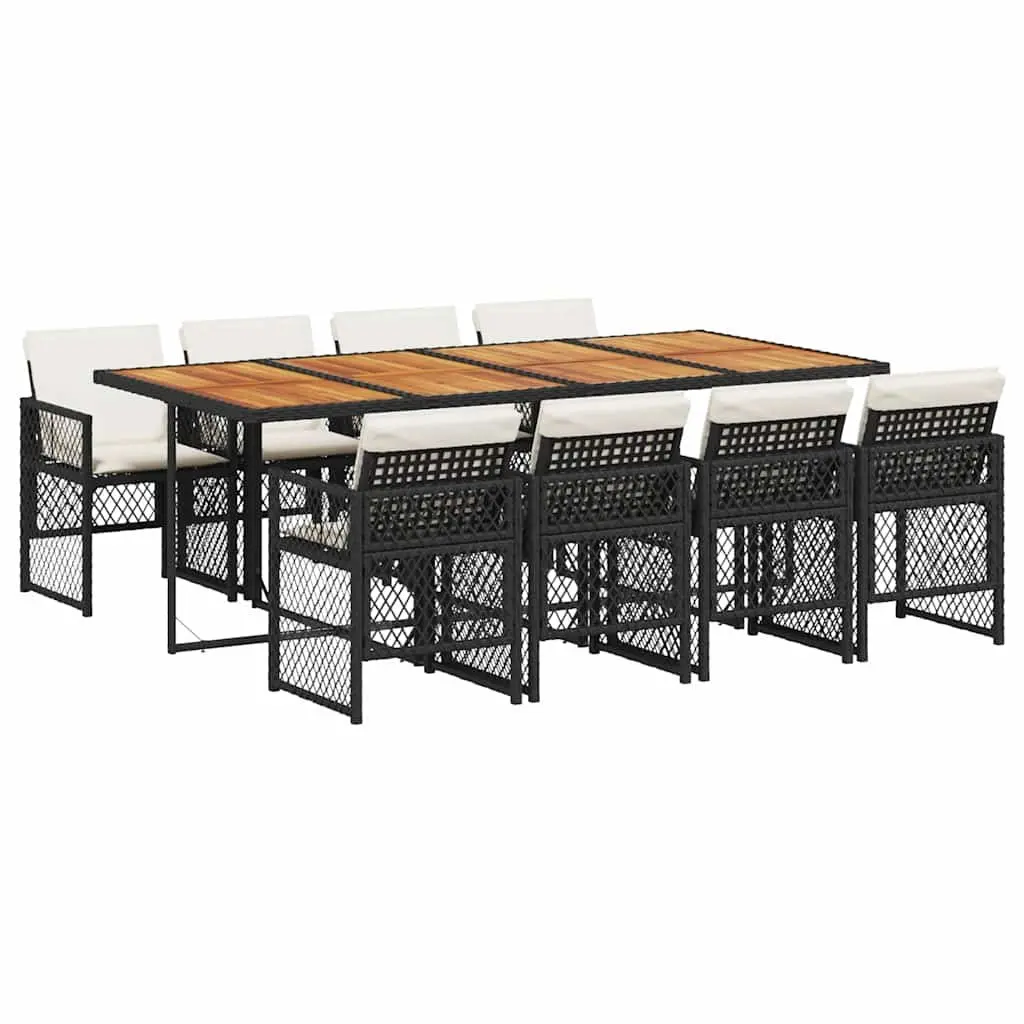Outdoor Dining Set 9 Piece Black PE Rattan Table Chairs