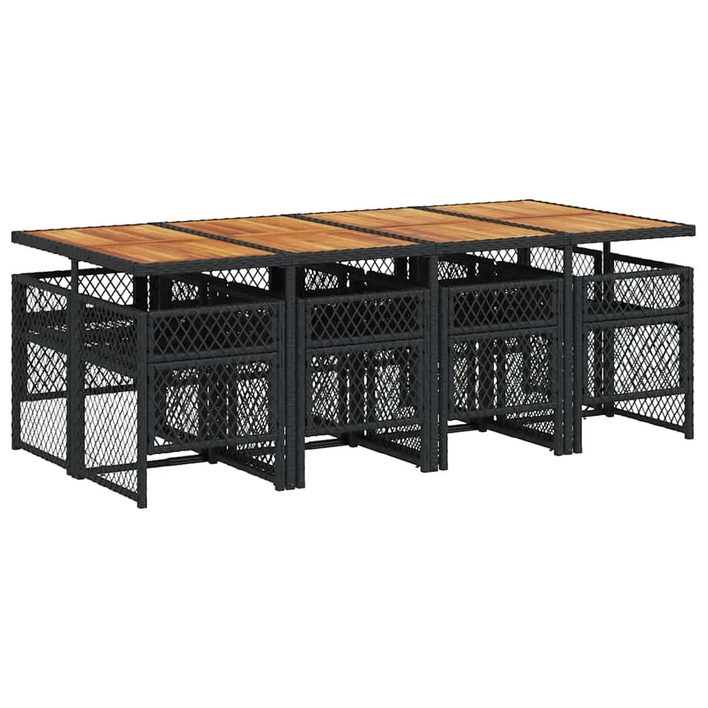 Outdoor Dining Set 9 Piece Black PE Rattan Table Chairs