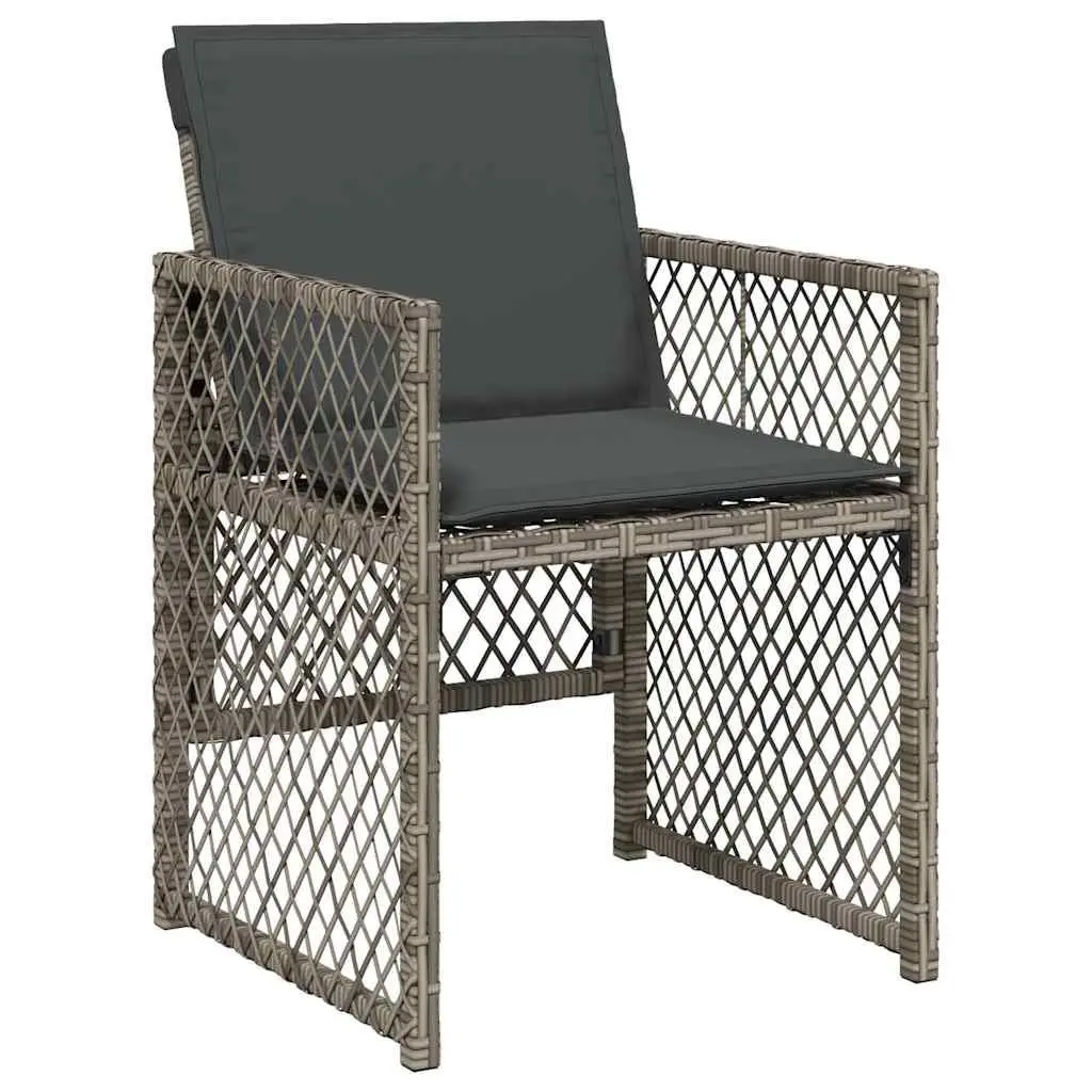 Garden Dining Set Grey Poly Rattan 13 Piece Outdoor Furniture with Cushions