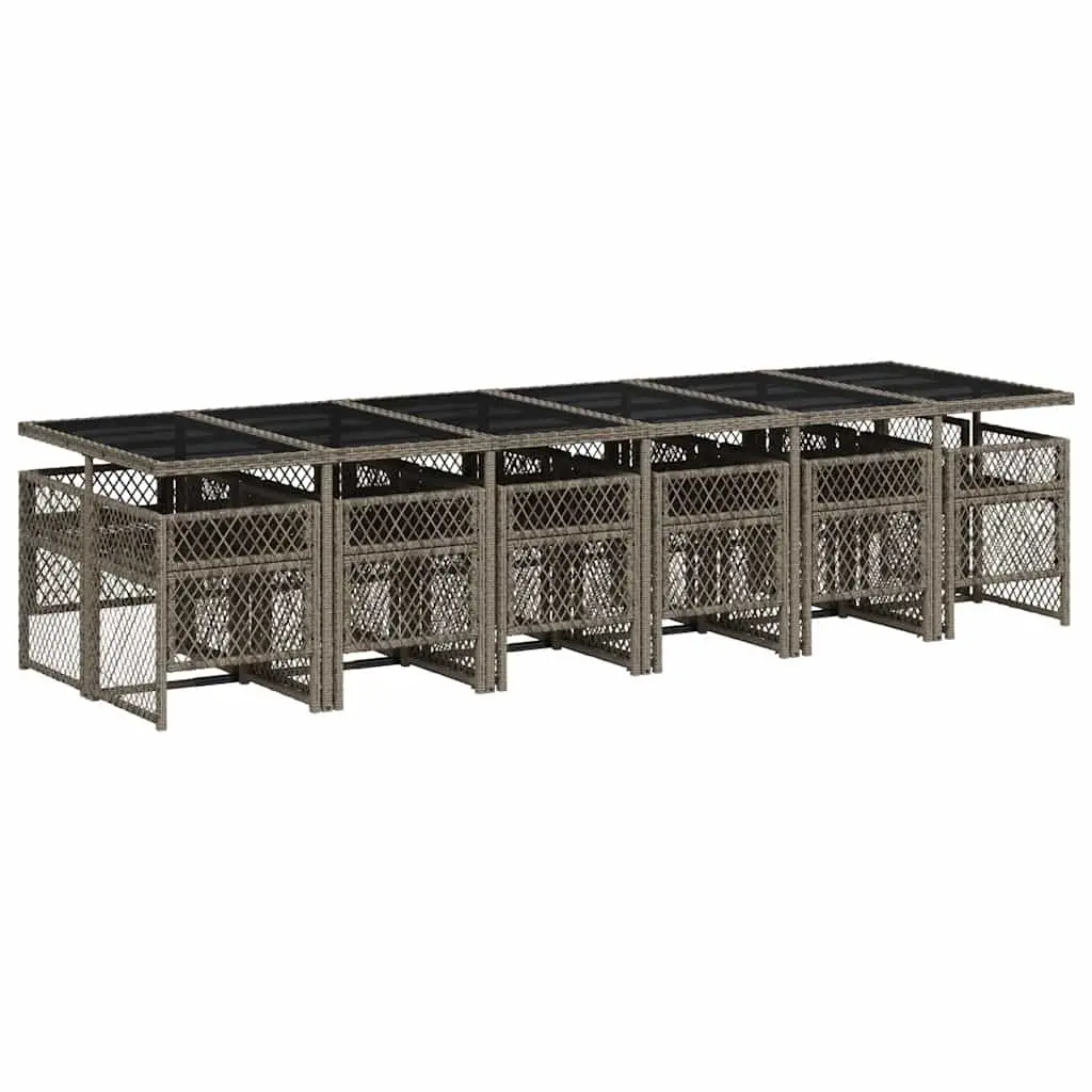 Garden Dining Set Grey Poly Rattan 13 Piece Outdoor Furniture with Cushions