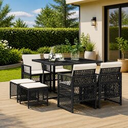 Friendly 9 Piece Outdoor Dining Set with Cushions