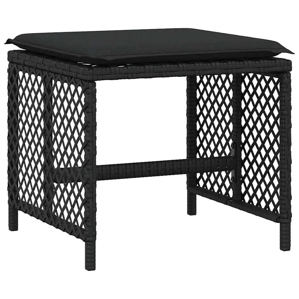 Outdoor Dining Set 9 Piece Garden Furniture Black Poly Rattan Cushioned Patio