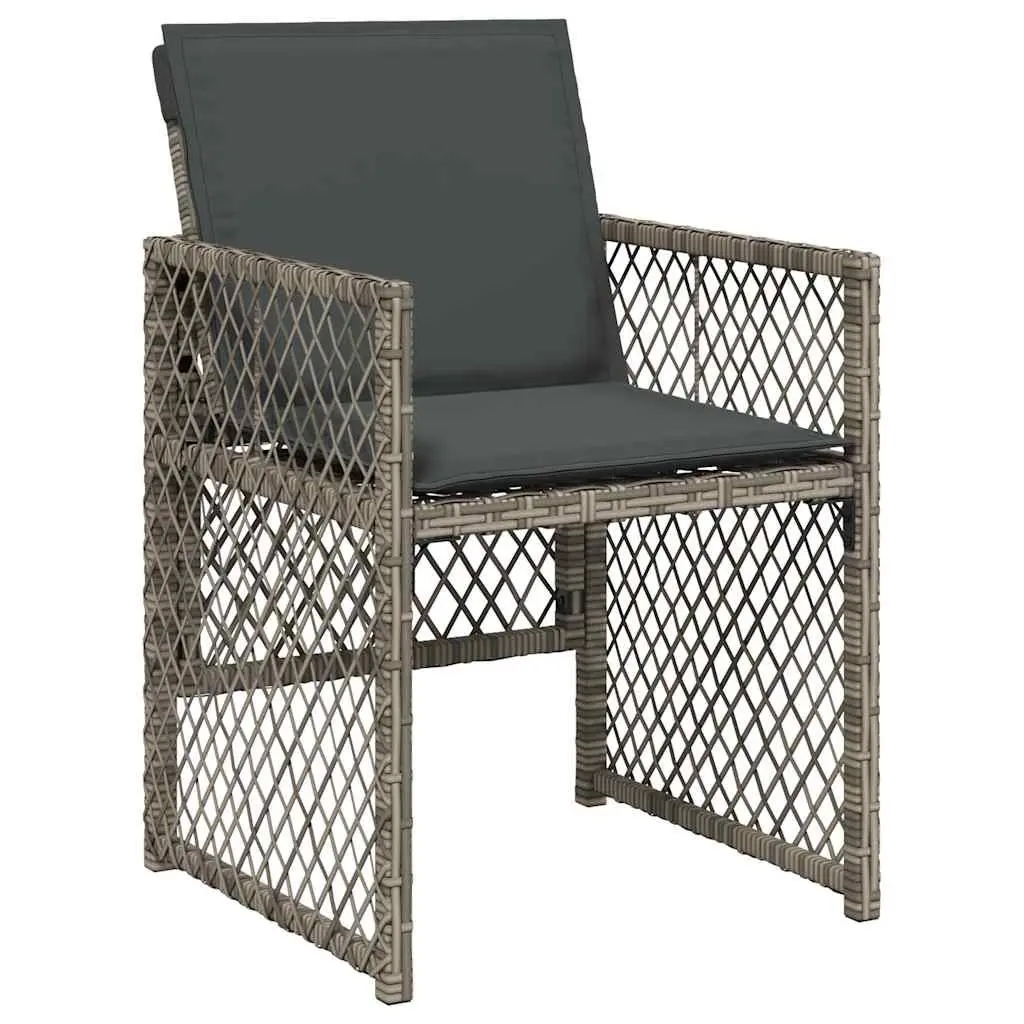 Garden Dining Set 9 Piece Grey Poly Rattan Outdoor Furniture with Cushions