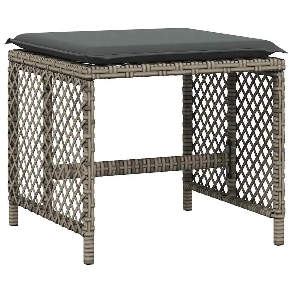 Garden Dining Set 9 Piece Grey Poly Rattan Outdoor Furniture with Cushions