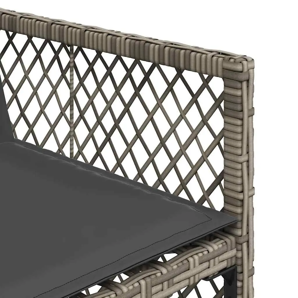 Garden Dining Set 9 Piece Grey Poly Rattan Outdoor Furniture with Cushions